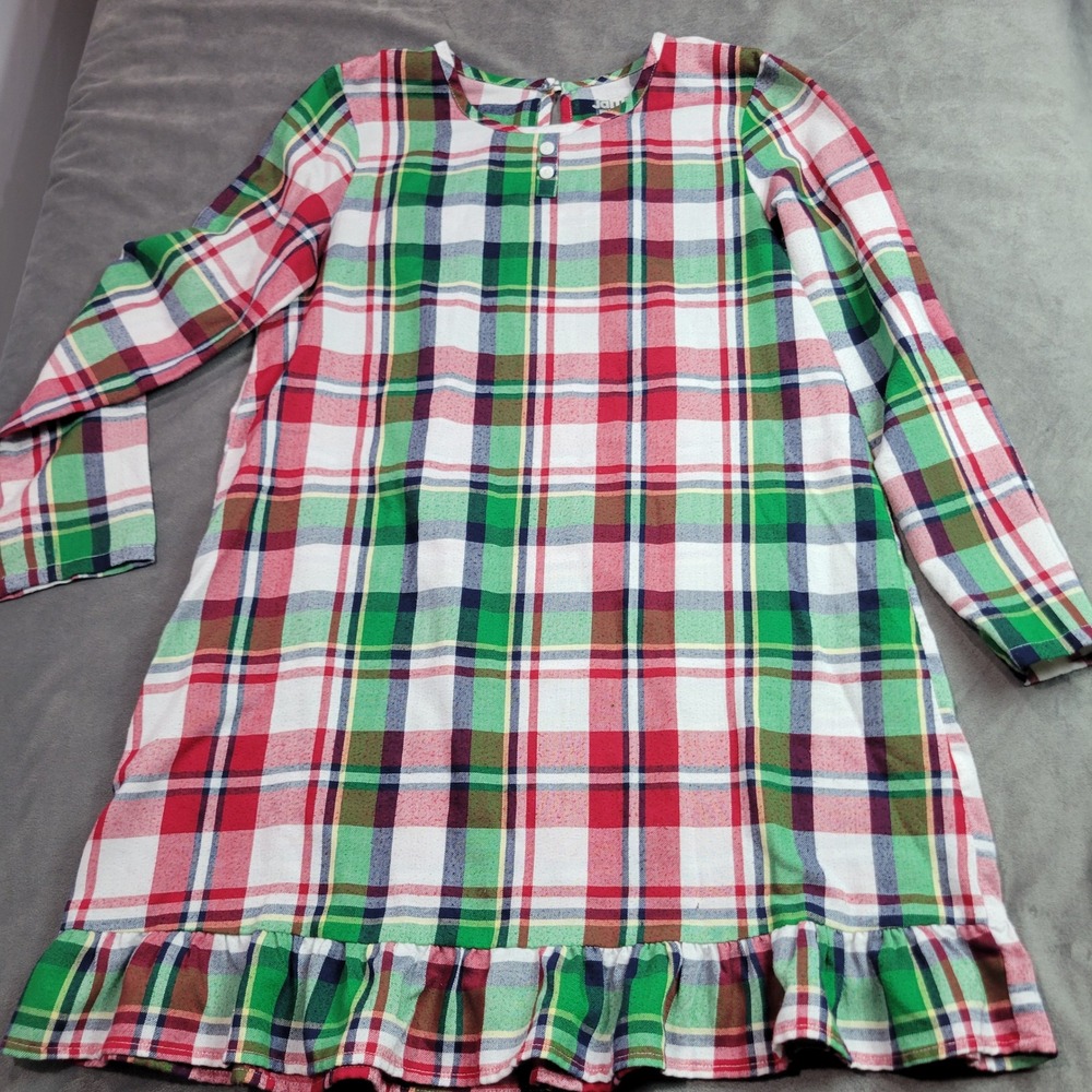 Jammies For Your Families Girls L 10/12 Plaid Nightgown Red Green Christmas DS14